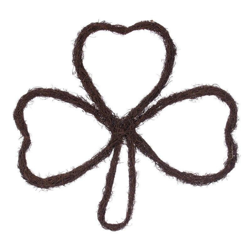 24"H x 24"W Shamrock Outline Wreath. Made of natural twigs.