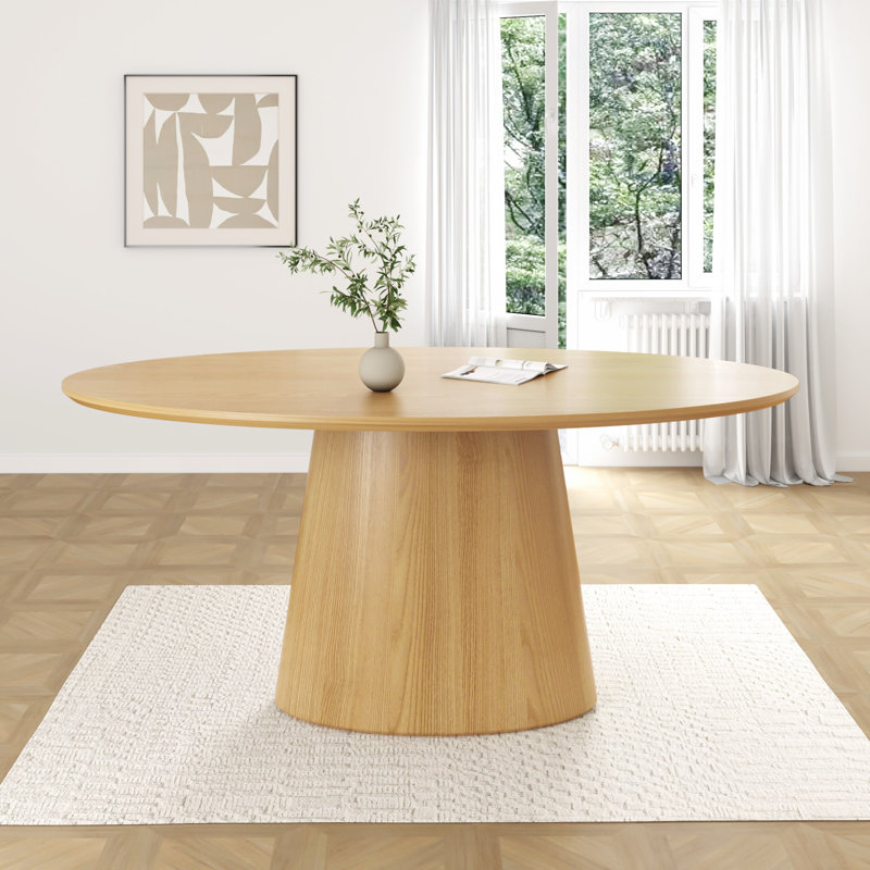 72"×37"W×30"H Oval Wood Pedestal Dining Table, Natural