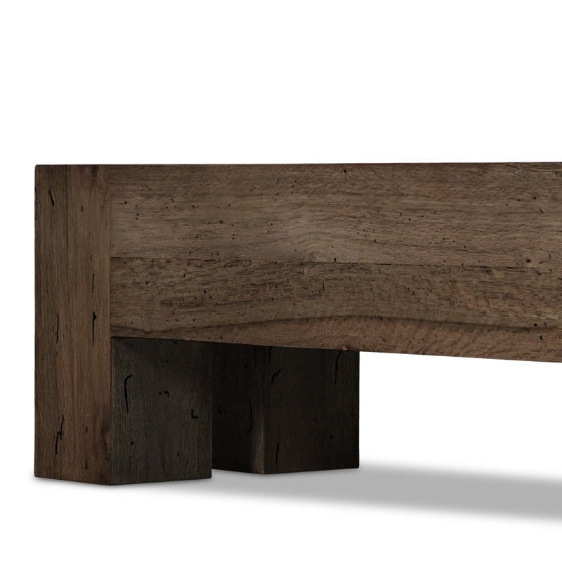 Abaso Solid Wood Dining Bench, Ebony Rustic Wormwood Oak