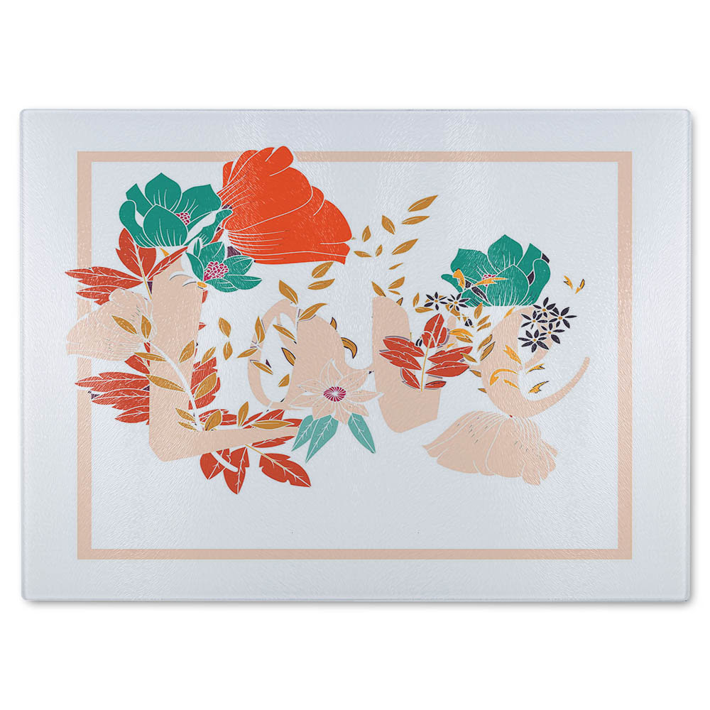 Love & Flowers Glass Chopping Board
