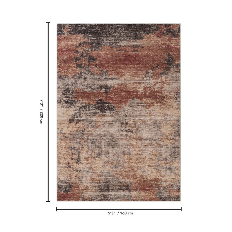 Tapis abstrait multicolore Jewel en tissu à haute circulation 5 pi 3 po x 7 pi 3 po Jewel, Rectangle 5 pi 3 po x 7 pi 3 po