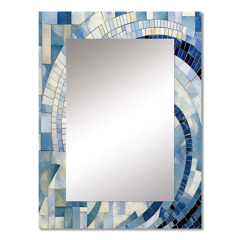 «Gold Constructing Blue Realms IV», miroir unique de formes abstraites, grand miroir mural moderne, impression d'art en métal