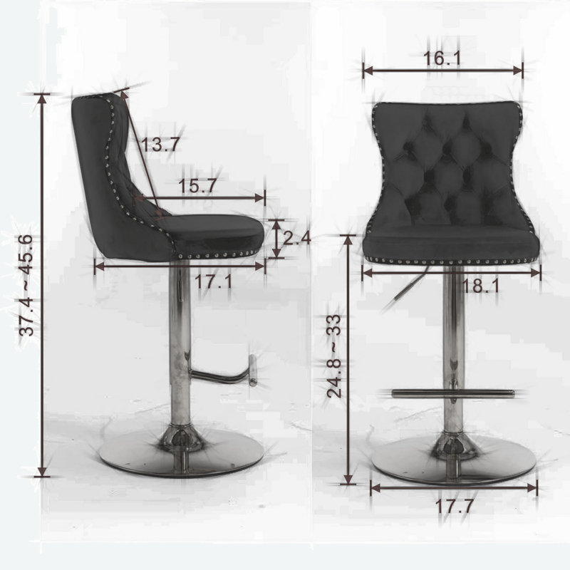 Tabouret pivotant à hauteur réglable Stormstown, Gris, Or