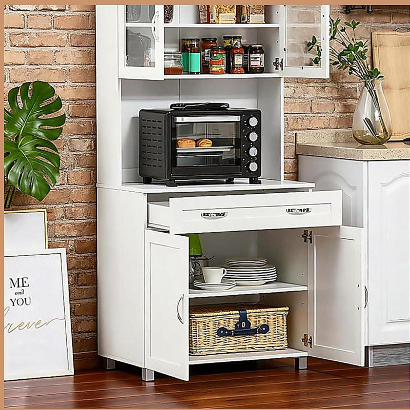 Armoire de rangement autoportante Kitchen Pantry, Blanc