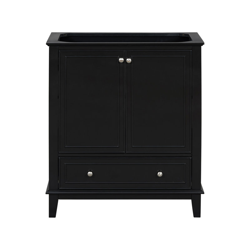Meuble-lavabo 30 po sans lavabo, base seulement, armoire de salle de bain multifonctionnelle avec portes et tiroir, cadre et panneau de fibres à densité moyenne, noir
