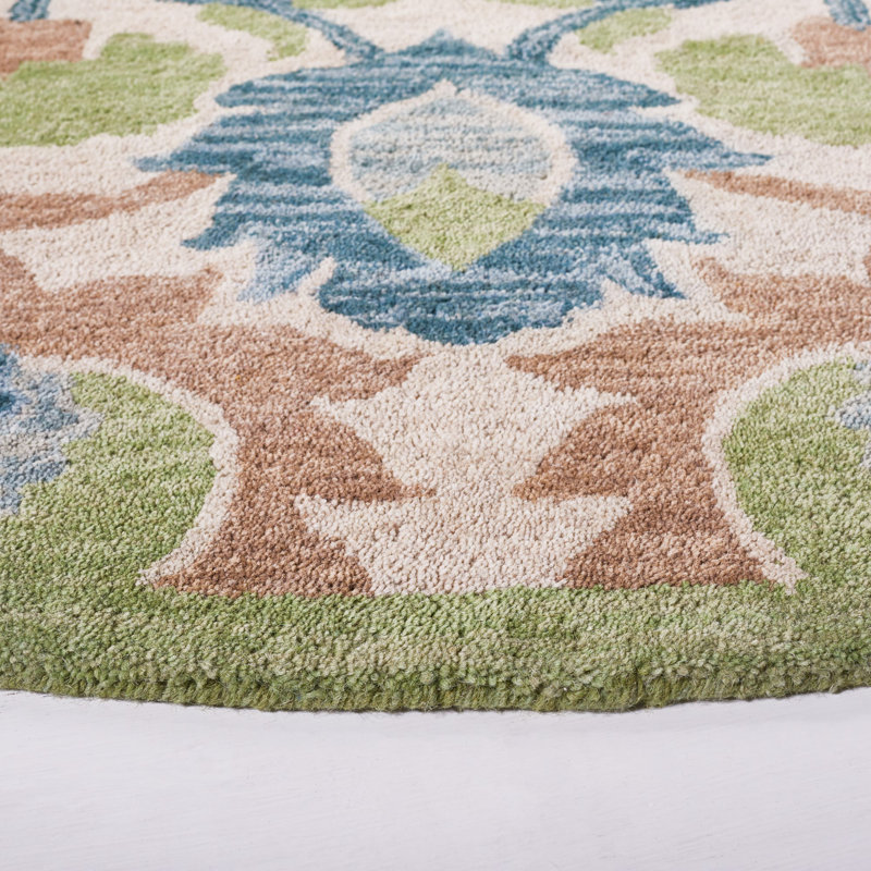 Antiquity Hand Tufted Wool Floral Rug, Round 6'