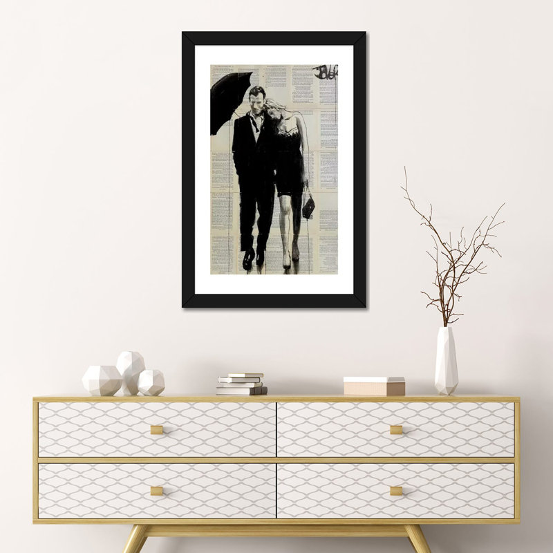 Impression d’art graphique, "each other" par Loui, Blanc, H 24 po x l 16 po x P 1 po, Papier encadré noir