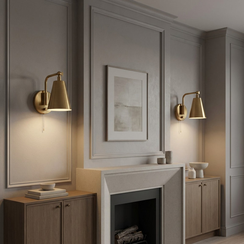 Drae One Light Task Sconce, Burnished Brass, No