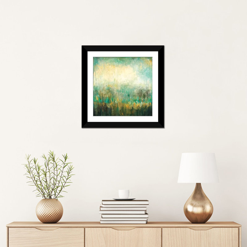 « jardin vert » par wani pasion, reproduction d’art sur toile, Papier d'art encadré noir, H 24 po x l 24 po x P 1 po, Blanc