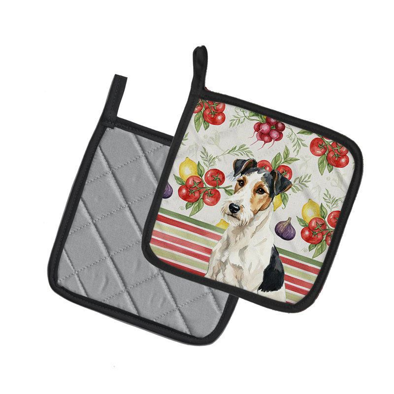 Paire de supports à casseroles Smooth Fox Terrier, Noir