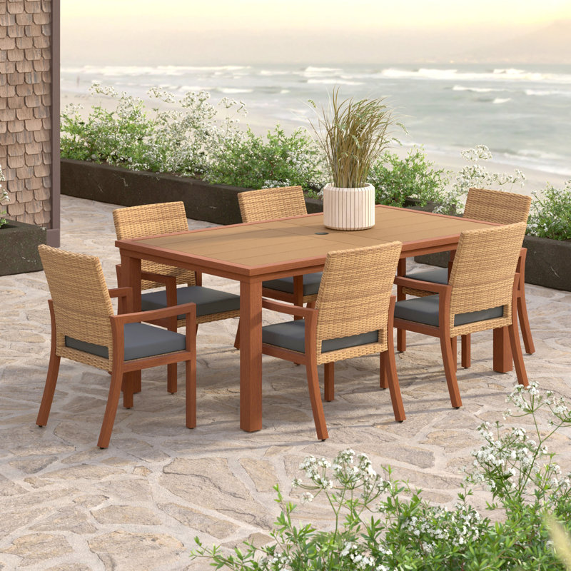 Milana 7 Piece Dining Set, Charcoal Grey Sunbrella®