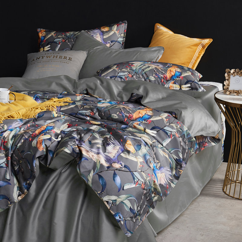 Fauna Birds Sateen Duvet Cover, Twin