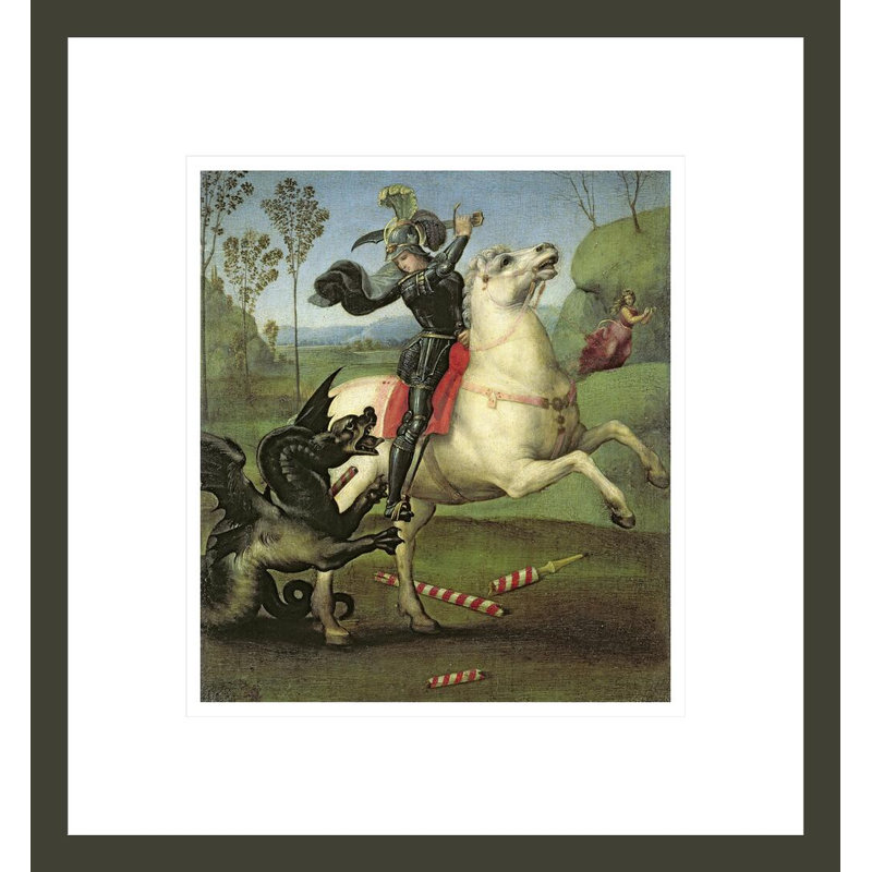 «St. George's Fighting with the Dragon» par Raphael, impression giclée encadrée, H 14,8 po x l 13,75 po