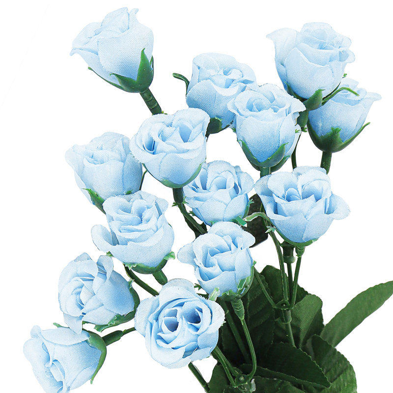 Bouquet de roses artificielles, Bleu pastel