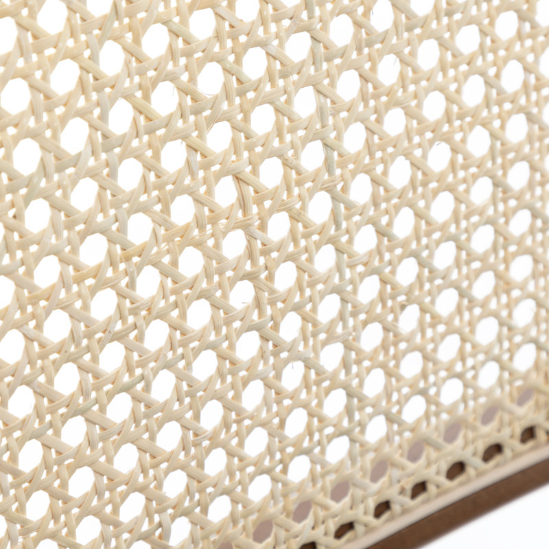 Chaises de salle à manger en porte-à-faux en métal avec dossier en rotin, Beige