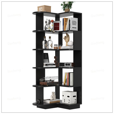 5-Tier Corner Bookshelf, L-Shaped Freestanding Storage And Display Stand For Living Room, Office, And Bedroom