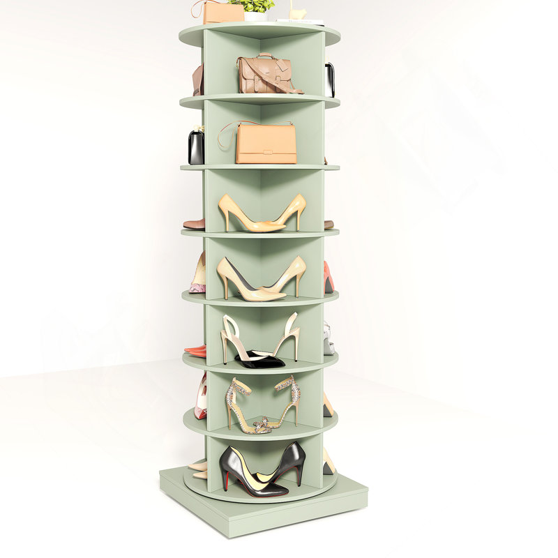 Green 360 Rotating Shoe Cabinet 7 Layers, Green, 65.06" H x 23.72" W x 23.72" D