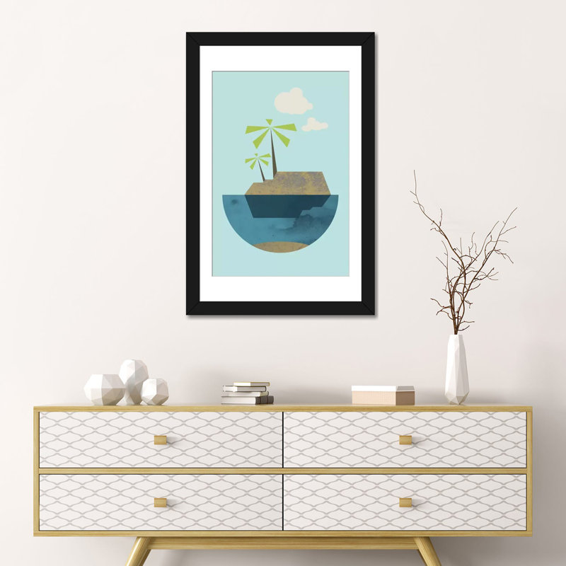 « island », impression sur toile tendue, H 24 po x l 16 po x P 1 po, Papier d'art encadré noir, Blanc