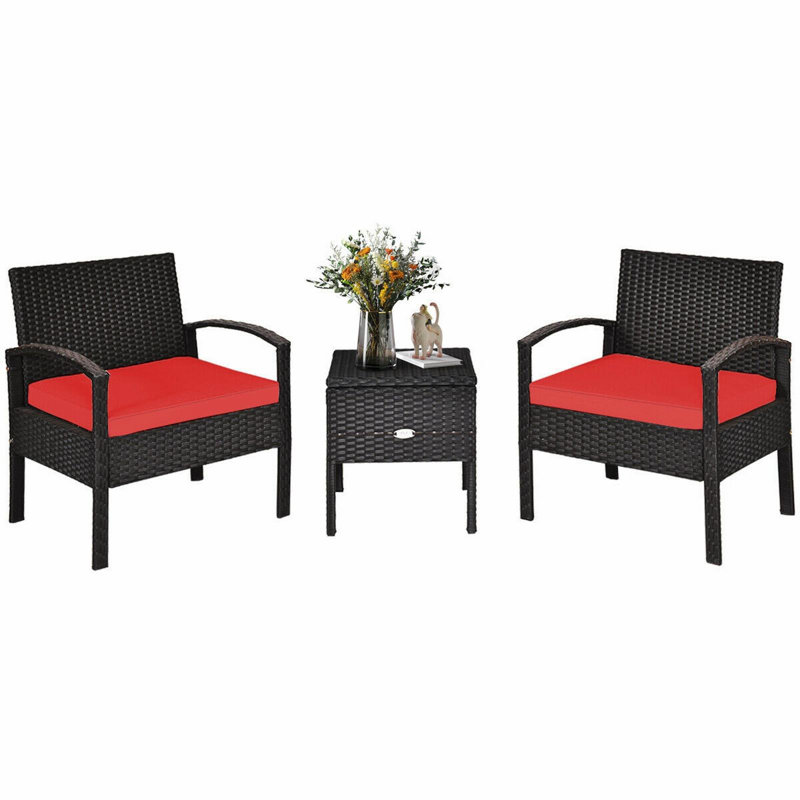 Fernie 2 - Person Patio Conversation Set with Cushions, Red