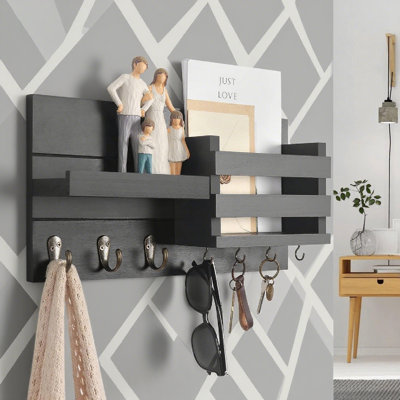 Latitude Run® Rustic Wall Mount Mail Organizer With Key Holder
