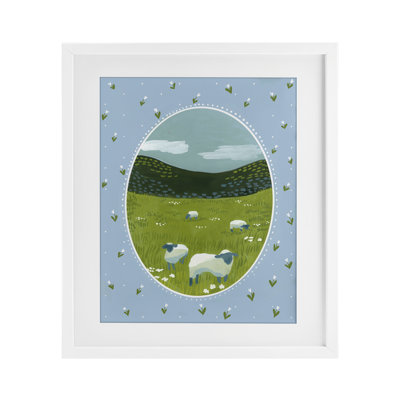 «Cottage Core Sheep», reproduction sous verre encadrée, par Evelyn Coleman