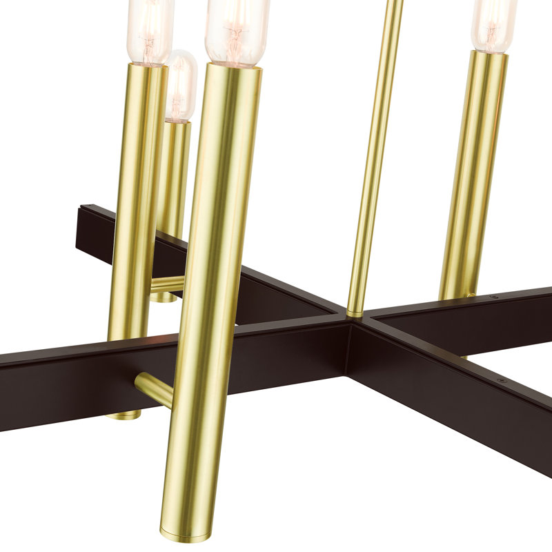 Jozlyne 8 - Light Dimmable Modern Linear Chandelier, Satin Brass