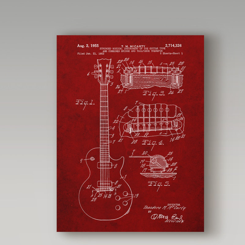 Manilo «Guitare 4», reproduction d'art sur toile tendue, H 19 po x l 14 po