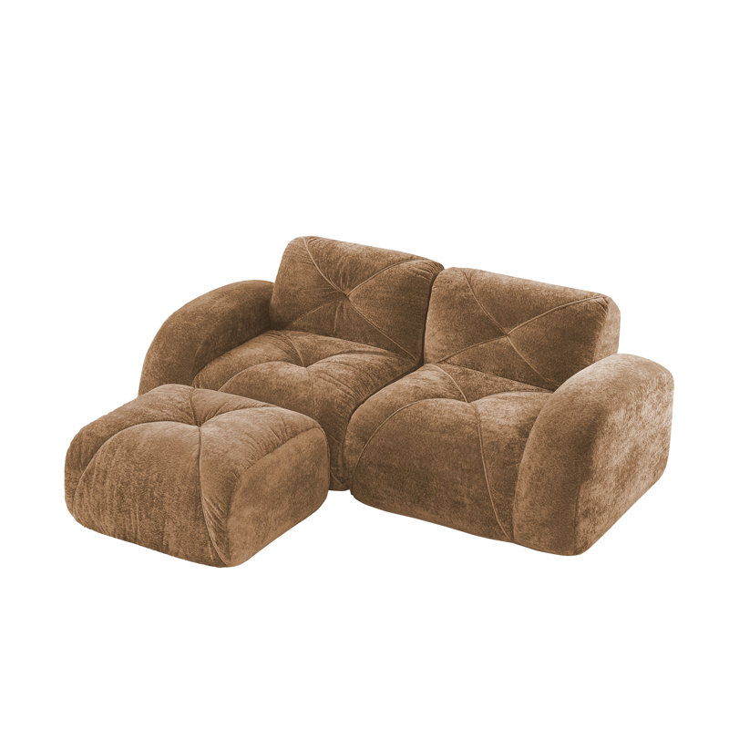L-Shaped Boneless Sofa, 29.9" H x 80.3" W x 67.3" D, Camel