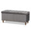 Banc de rangement rembourré en velours Balig gris, H 18,7 po x l 41,73 po x P 16,73 po-1802893473