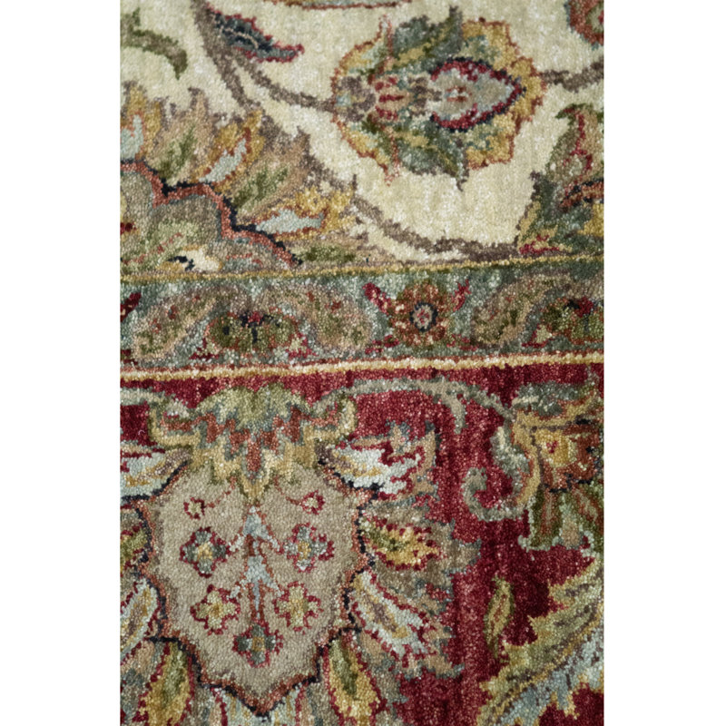 Tapis ivoire et rouge noué à la main de haute qualité