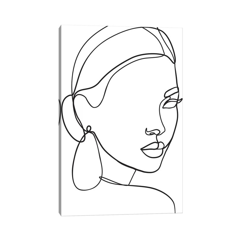 Dame avec boucle d'oreille - reproduction d'art sur toile tendue, H 60 po x l 40po x P 1,5 po