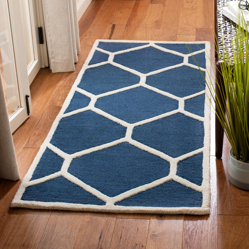 Tapis géométrique en laine touffeté à la main Cambridge, Tapis de couloir 2 pi 6 po x 6 pi