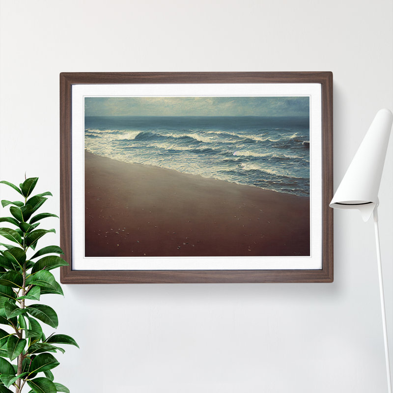 Beach Painting - Single Picture Frame Painting, 46cm H x 64cm W x 2cm D, Walnut