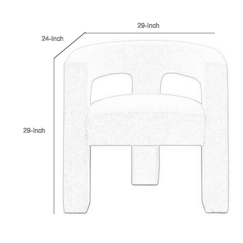 Chaise d'appoint, siège rembourré, dossier en forme de tonneau avec découpe, Mélange de polyester ivoire
