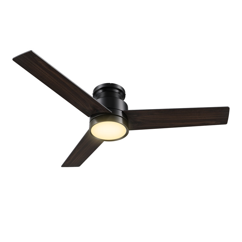 52" Ceiling Fan with Wall Control and Light Kit Included, Equipped with a Stable and Silent Motor, Black/Dark Walnut Wooden