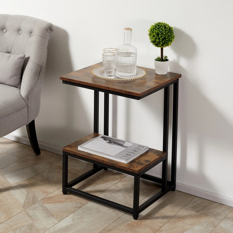 Enspijk Frame End Table, Black, Brown