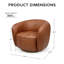 Fauteuil d'appoint pivotant en cuir véritable italien avec base en bois, entièrement assemblé-128500601
