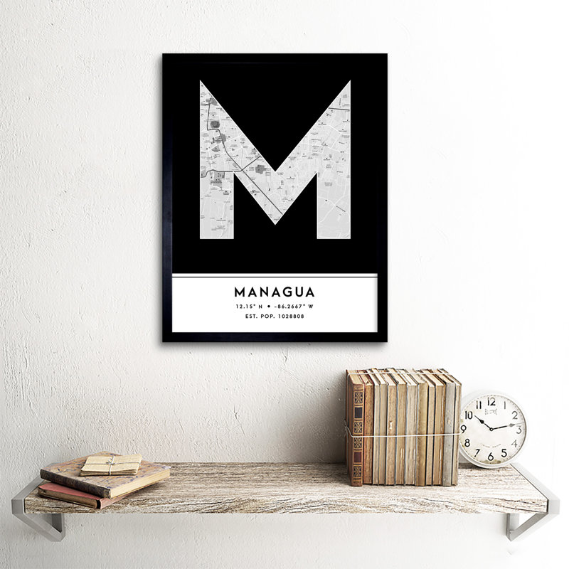 Managua Nicaragua City Map - Single Picture Frame Typography