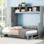 Lit double gris, configuration murale multifonctionnelle, L 107,5 po x l 58 po, H 72 po
