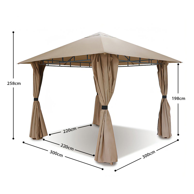 Asheka 3m x 3m Metal Party Tent, Taupe