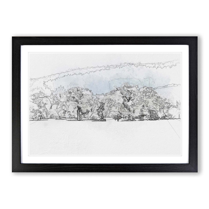 Snow Covered Trees in Abstract - Picture Frame Graphic Art Print, Black Framed, 27cm H x 36cm W x 2cm D