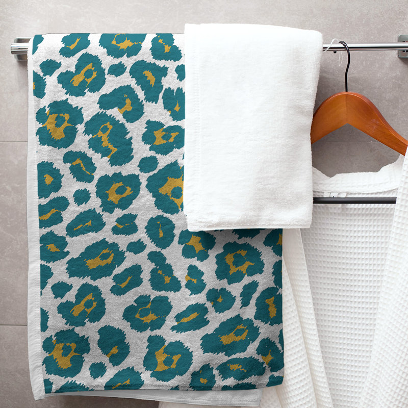 Lucida Bath Towel, Microfiber, White/Gold/Teal