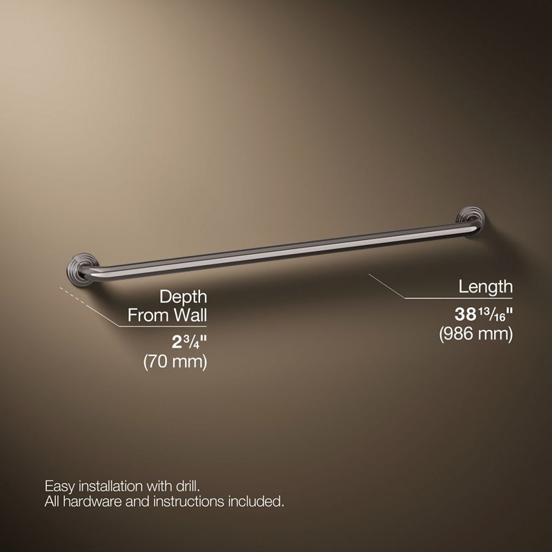 Traditional Grab Bar, 36"W, Vibrant Titanium