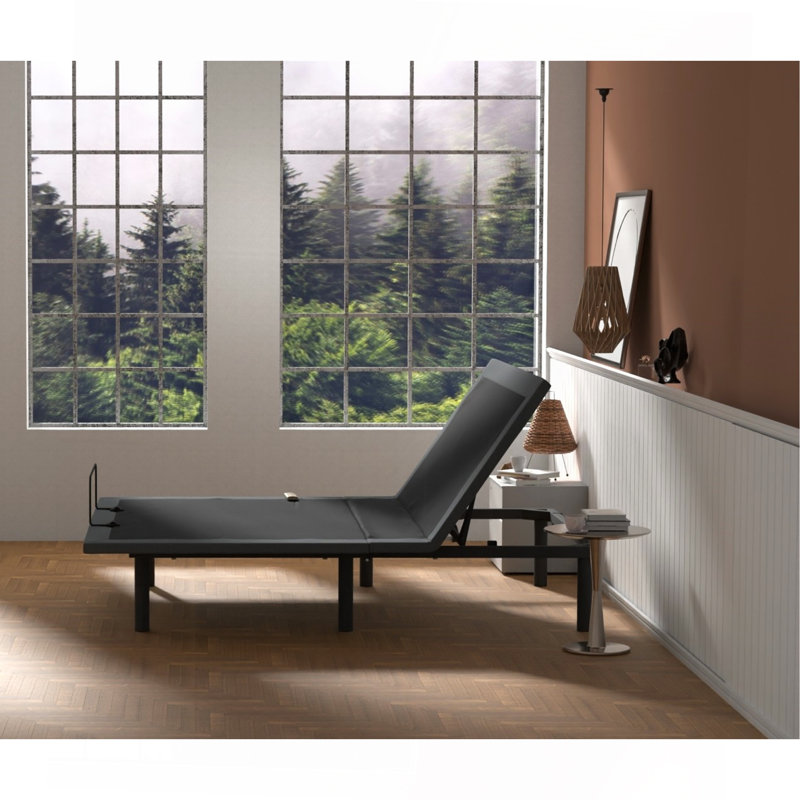 Black And Grey Adjustable Bed Base With Head And Foot Position Adjustments, Twin XL
