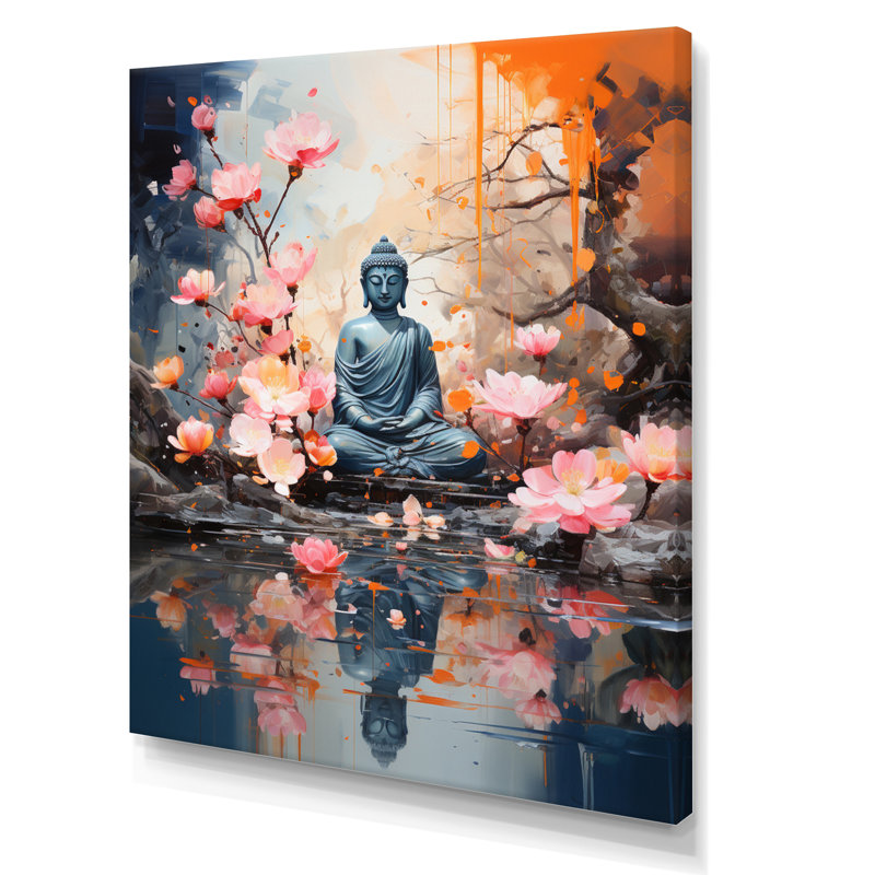 Floral Buddha In Meditation I sur impression sur toile, H 32 po x l 24 po x P 1 po, Toile tendue