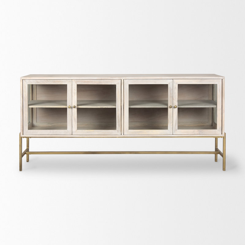 Arelius 70'' W Solid Wood Sideboard, Gold/White