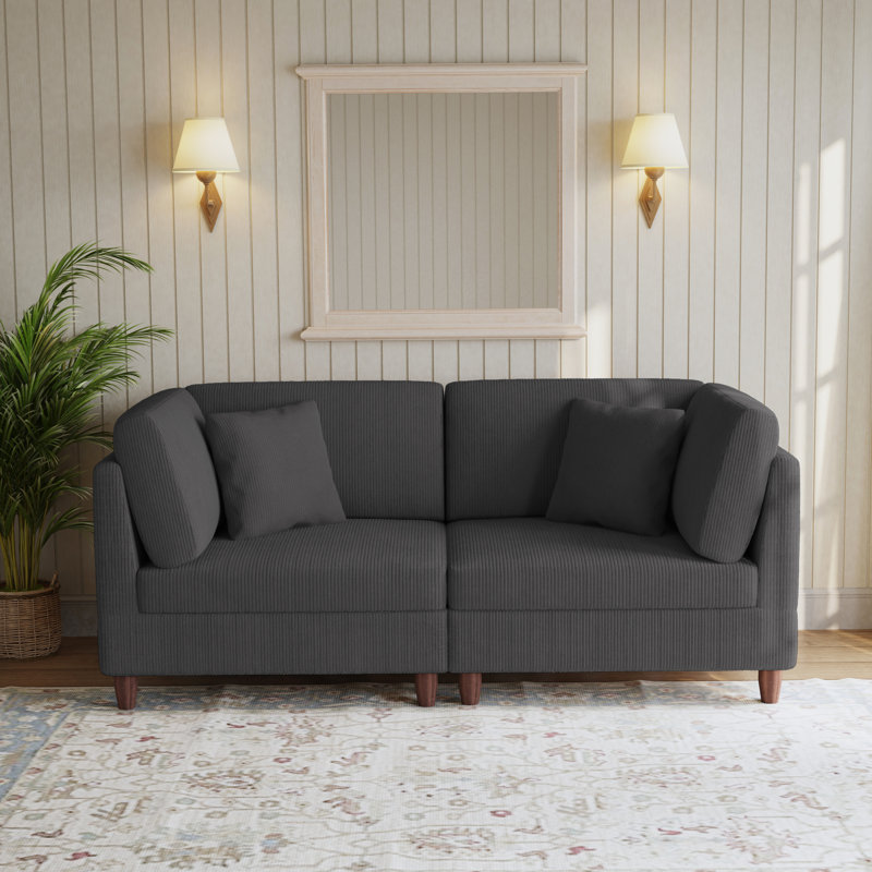 2 Seater Corduroy Sofa, Grey