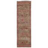 Antique Kerman Lavar  Runner Rug With Interlocking Florals - Rug & Kilim