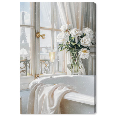 CANVASZON Wall Art Pink And Gray Canvas Art Girls Room Decor Paris Theme Rustic Canvas Print Art