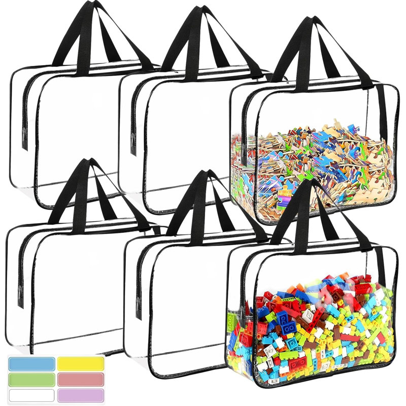 Ensemble de 6 grands sacs de rangement pour jouets avec étiquettes